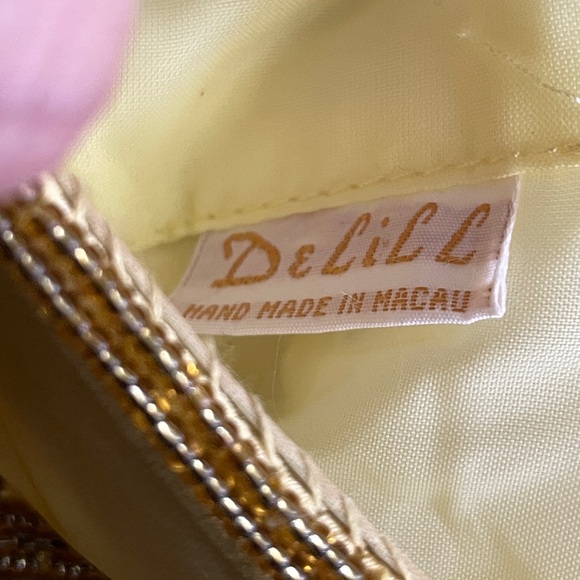 Delill 1950s Vintage Gold Hand Beaded Evening Clutch Purse with Chain - Picture 9 of 12
